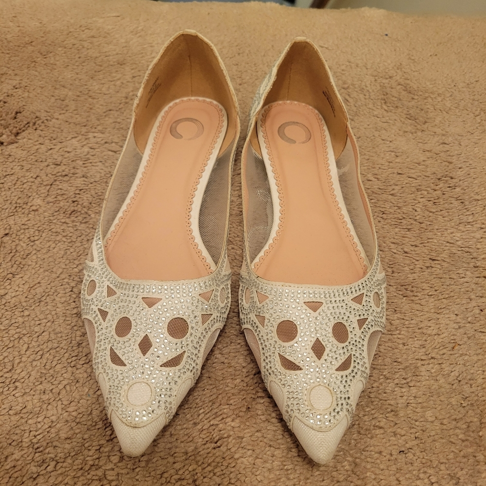 Flat white shoes